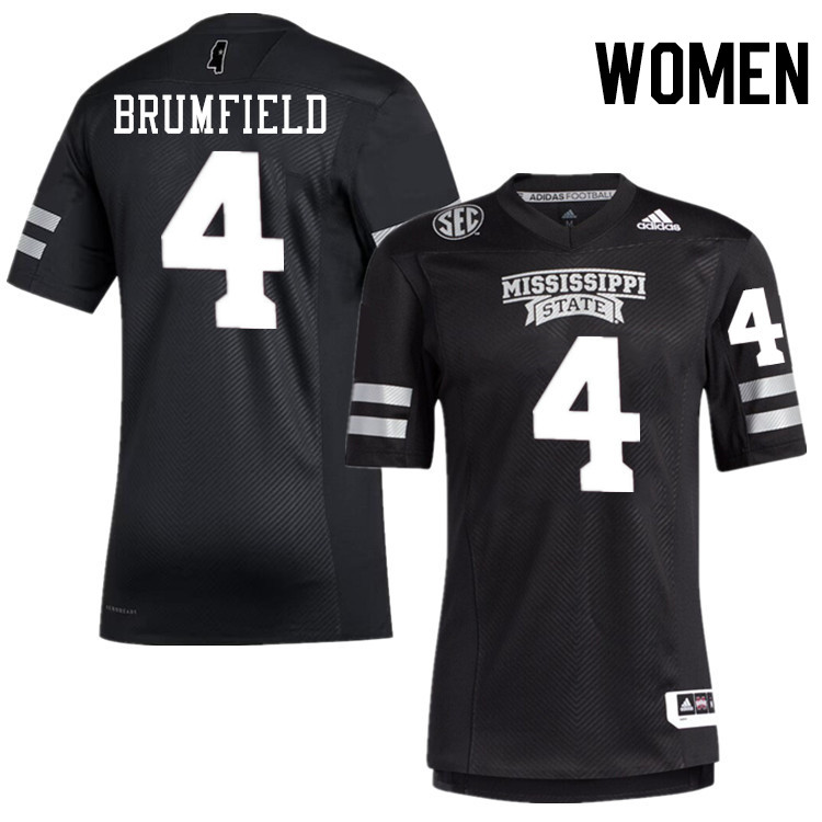 Women #4 DeAgo Brumfield Mississippi State Bulldogs College Football Jerseys Stitched-Black